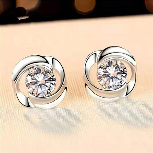 DL 1998 platinum earrings pt950 line PT950 earrings for women 18 women moissanite earrings I have you in my heart a pair of purple diamonds