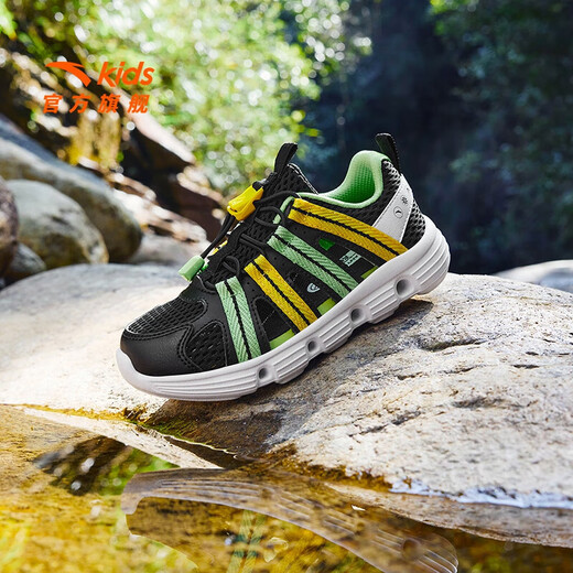 ANTA Children's Sandals Boys' Shoes Sports Shoes 2025 Summer New Outdoor Baotou Water and Land River Shoes Beach Shoes Black/Anta White-3 30