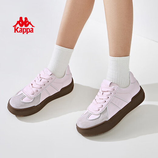 KAPPA women's shoes pink thick sole German training shoes for women 2025 summer breathable versatile board shoes for women casual sports shoes for women milk tea powder 37