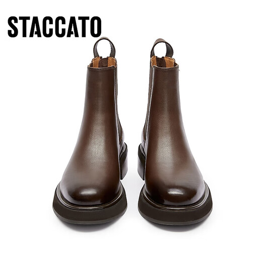 STACCATO new winter style British style Chelsea boots short boots thick heel fashion boots women's boots D9930DD3 pine brown (velvet) 37