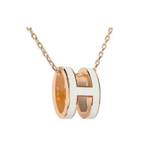 Hermes Pop Hop H Oval Postero tridimensional Collar chapado rosa H1479 White H147991fo49