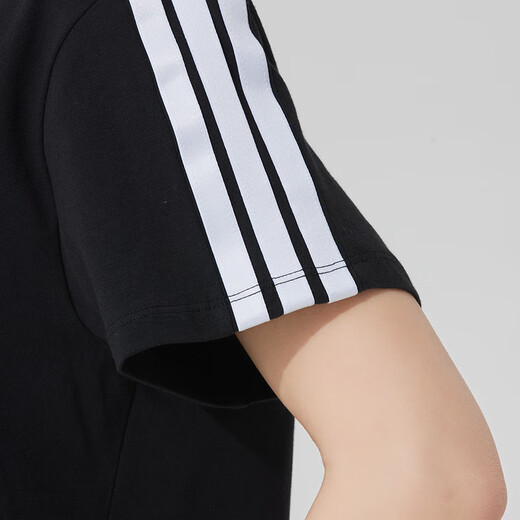 阿迪达斯（adidas）女装运动套装 2025夏新款休闲三条纹短袖T恤衫宽松长裤 两件套  两件套/休闲时尚 S