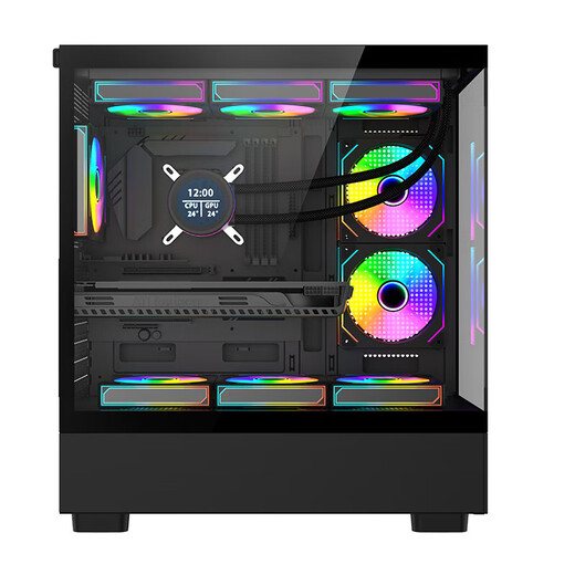 Wanjia Xuanwu PLUS Desktop-Spielecomputer-Hauptgehäuse, Meerblick-Raumgehäuse, Glasseite durch ATX-Motherboard/lange Grafikkarte/360 Wasserkühlungspositionen/280 Wasserkühlungspositionen, schwarzes Xuanwu PLUS-Einzelgehäuse