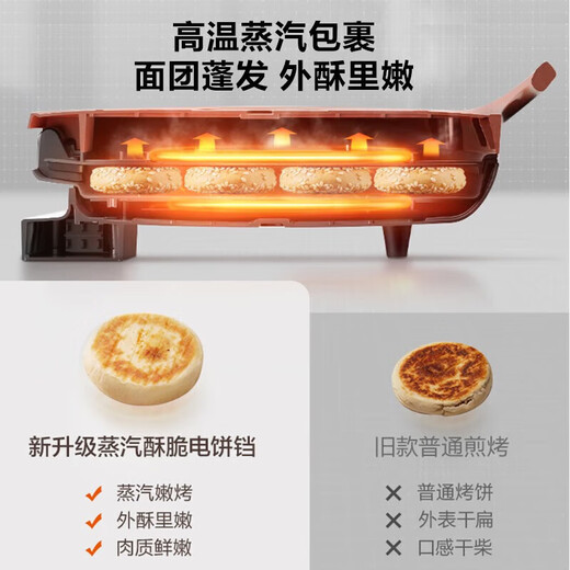 苏泊尔（SUPOR）电饼铛  升级加深加大双面加热煎烤机烙饼锅 早餐机  1700W大火力多档可调蒸汽烤肉薄饼机升降烤盘 【蒸汽煎烤】848