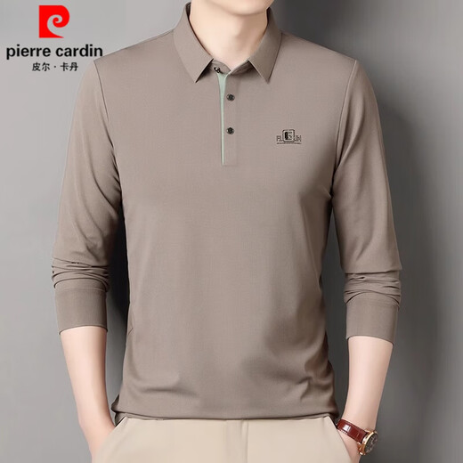 皮尔卡丹（pierre cardin）品牌纯棉长袖T恤男士中青年时尚POLO体恤衫休闲打底亲肤卫衣男装t 6625灰色 2XL 180建议150-165斤