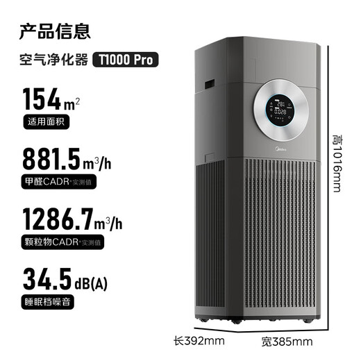 Midea ten-fold purification formaldehyde digital display air purifier and humidifier all-in-one household formaldehyde odor removal pet air purifier compound ion sterilization and disinfection machine ten-fold purification and humidification all-in-one machine