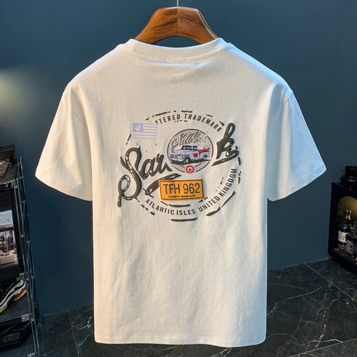 
Woodpecker Short-sleeved T-shirt Men's 2025 Summer Loose Casual Round Neck Printed Half-sleeved Base Shirt Top Men's Clothing JSW9906 Elegant Apricot M