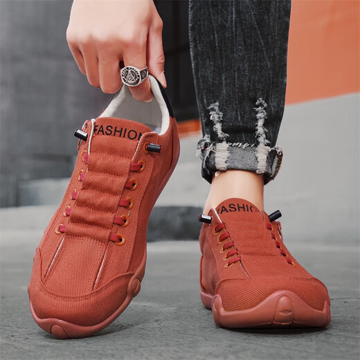 Changxiang Huili Red Canvas Schuhe Herren 2025 Neue Seite Reißverschluss Flachschuhe Frühlingssport und Freizeitschuhe für Männer rot 42