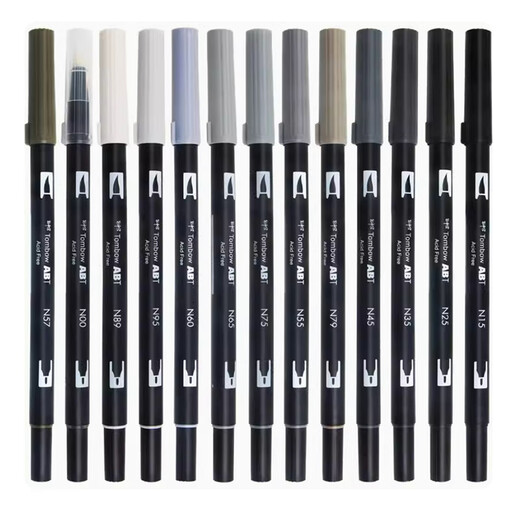 Libellule Double-Head Design Watercolor Pen Color Brush Mark Pen ABT54 Couleur rose Gris orange ABT679 [Plum foncé]