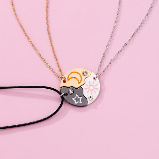 Pendentif en alliage successif, collier du meilleur ami, lune de trois personnes, étoile, bon collier d'ami, une personne, demi-sœur, pendentif d'amitié, 673 argent muet, or mat