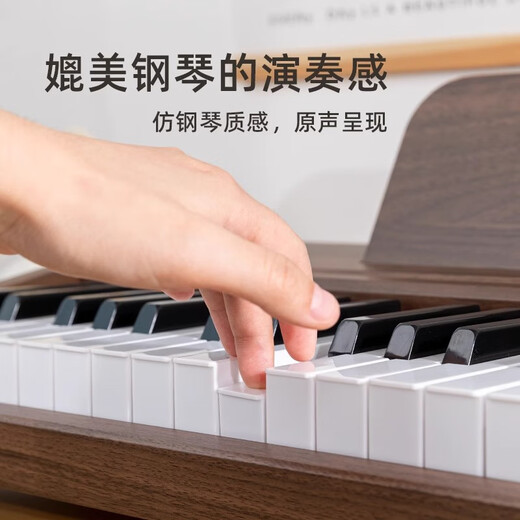 PAYINSI木质儿童小钢琴37键迷你电钢琴男女孩初学生日音乐电子琴玩具礼物 插电基础款胡桃色