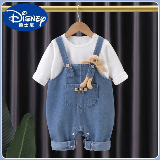 Disney Baby Denim Saut-salles Suite printemps et automne Anise Baby Automn Suit Two-Piece Set Men and Women Childre