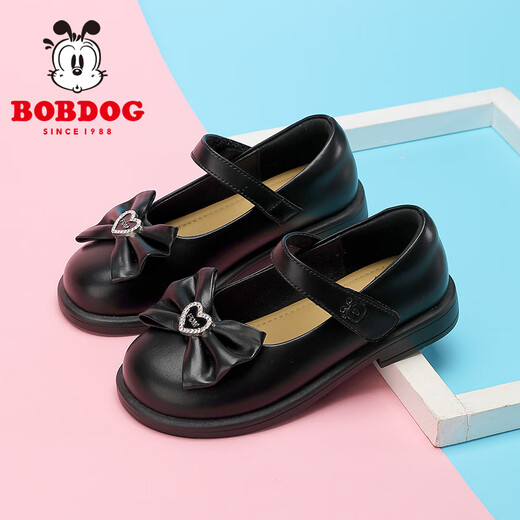 Babu Dou children's shoes spring British style princess shoes medium and large children's fashion girls' leather shoes casual 108551042 black 29