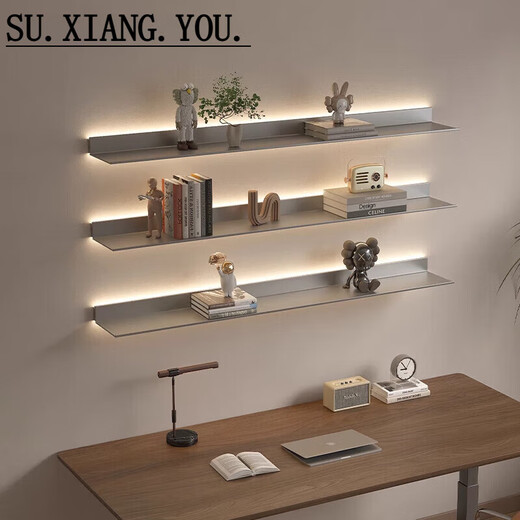 Suoyouyou wall storage rack LED light-emitting laminate aluminum alloy wall wall storage rack one-word partition display Yahei 15*120 three color temperatures optional