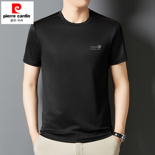 Pierre cardin 2025 summer new short-sleeved men's trendy round neck print middle-aged and young casual tops men's fashion T-shirt men 723-1 gray-green 3XL Recommended 165-180Jin [Jin equals 0.5 kg]