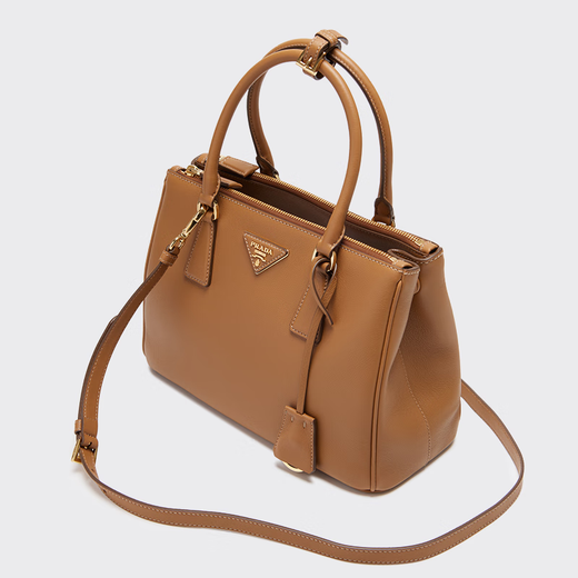 PRADA/Prada gift women's medium Prada Galleria cow leather handbag handbag caramel color