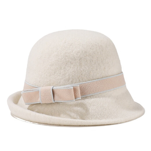 Grasshopper belt wool fisherman's hat Korean style women's face-showing small woolen basin hat autumn and winter British fisherman's hat hat basin hat black