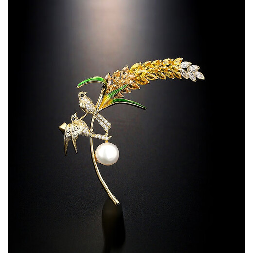 QUAMER Minglong Youth Same Style Cuckoo Pin Women's Jacket Suit Pin High-end Fashion Exquisite Gold Natural Freshwater Pearl