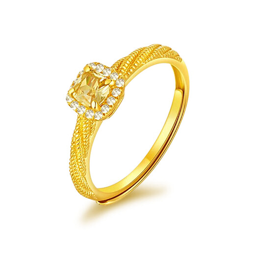 Lao Fengxiang gold ring for women, pure gold Internet celebrity small sugar cube popping live ring as a Mid-Autumn Festival gift for girlfriend’s mother, pure gold small sugar cube inlaid live ring about 2.85 grams