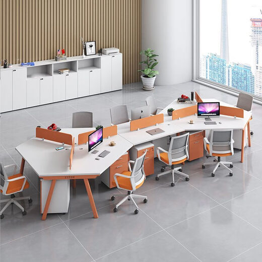 Shanghuashi workstation desk workbench modern simple industrial style staff table multi-person office special-shaped desk three-person
