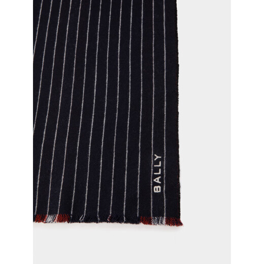 BALLY dark blue color block striped wool scarf 6310303 dark blue 1