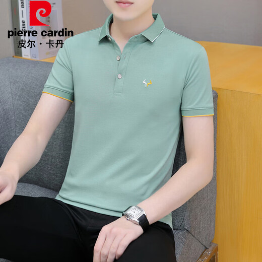 皮尔卡丹（pierre cardin）珠地棉短袖t恤男士潮流2025夏季新款商务青年翻领POLO半袖上衣服 683烟灰色 L