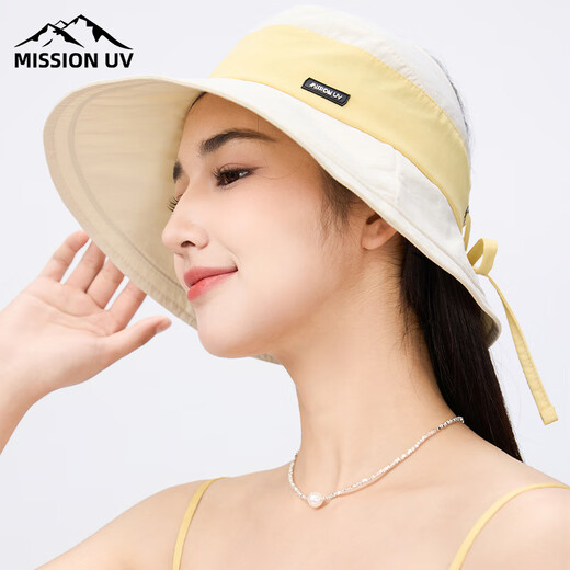 MISSION UV防晒帽女士遮阳帽太阳帽渔夫帽凉帽夏季户外遮脸防紫外线帽子女
