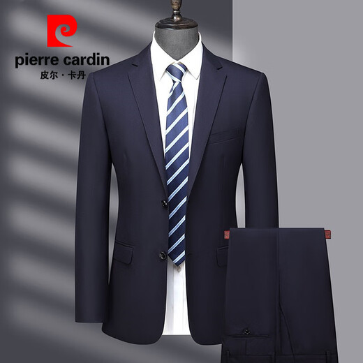 Pierre Cardin high-end wool suit suit for middle-aged men thin business formal wedding suit navy blue MY7002 style L 175 size recommended 130 Jin Jin equals 0.5 kg -140 Jin Jin equals 0.5 kg