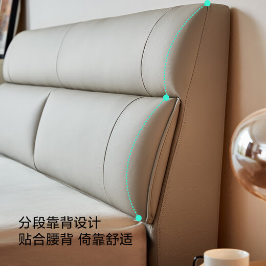 Lin's Home Leather Bed Master Bedroom King Bed Double Bed 1.5m 1.8m High Box Storage Bed Modern Style Simple PC012 Smoke Gray High Bed Optional Spine Protector Mat 1.8mx2m Single Bed