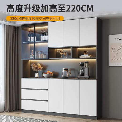 Seitenschrank mit hoher Schrank, die gegen die Wand integriert ist, moderne einfache und leichte Luxus Wohnzimmer Esszimmer Home Tee und Weinschrank Aufbewahrungsschrankstil 15280*40*220 SF Express Installation Doppeltür
