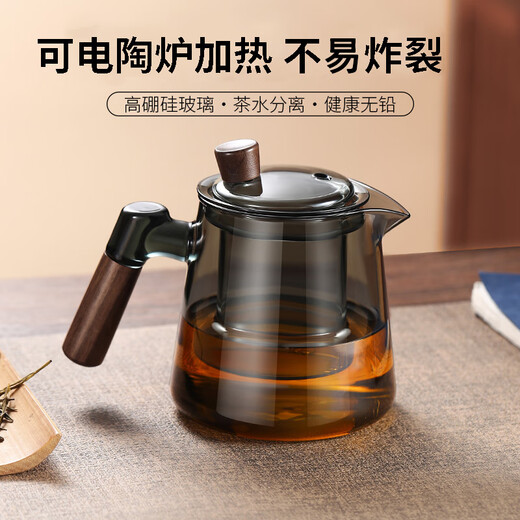 Zhenchuju Tea Set Complete Set with Tea Tray Glass Tea Set Teapot Teacup Kung Fu Tea Drinking Office Home Ash Glass Tea Set Set 7 Tips with Tea Tray