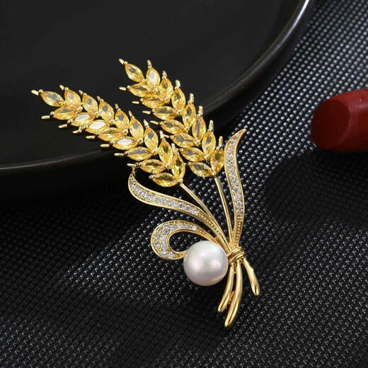 Naiya brooch light luxury class men's fashion golden wheat corsage suit men's suit men's coat pin decoration style two