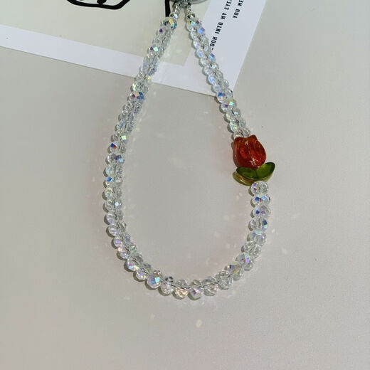 
Beiyipin Girls Beaded Mobile Phone Lanyard Wrist Mobile Phone Hanging Chain Tulip Crystal Mobile Phone Chain Hanging Chain Versatile Pendant Bag Mobile Phone Pendant Mobile Phone Lanyard Wrist