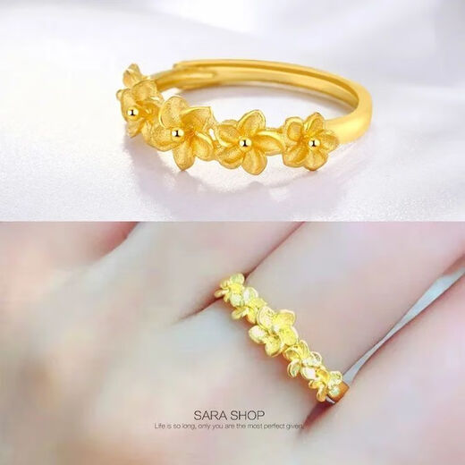 Ya Ge Ring Women's Vietnamese Sand Gold Ring Anti-gold Long-lasting Fashion 520 Valentine's Day Mother's Day Gift Plain Circle Glossy Standard Gift Box