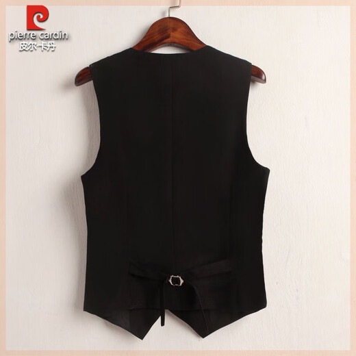 Pierre cardin men's vest black slim horse clip vest spring and autumn thin casual British style groom suit vest new style black vest L recommended 105-120 Jin [Jin equals 0.5 kg]