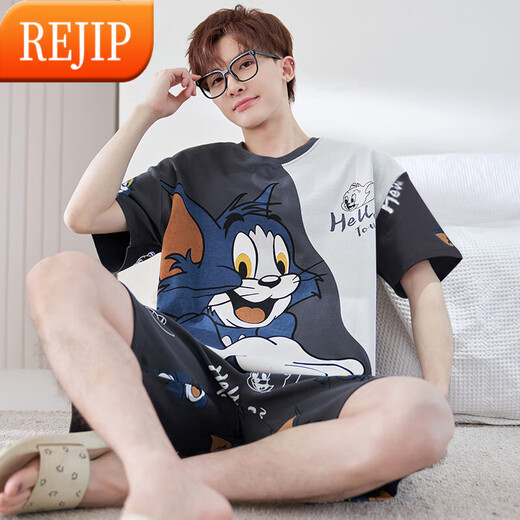 Les adolescents de dessins animés minces de pyjamas pour hommes à manches courts et à manches courtes peuvent porter un costume de vêtements pour la taille de plus de taille plus 6621 4xl 200-230jin [Jin est égal à 0,5 kg]