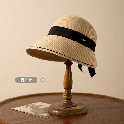 Siggi linen straw hat women spring and summer French retro fisherman fashion casual seaside vacation flat brim foldable sun hat