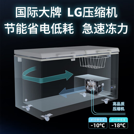 北格大冰柜商用全冷冻大型冷柜大容量单温双温2米冰箱 双开门300升 500升 700升以上 卧式冷藏冷冻两用 698双温机械款美芝/霓虹定频压缩机【一级能效】