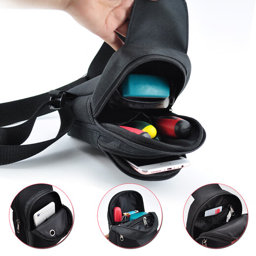 FASITE Crossbody Tool Bag Small Chest Bag Electrician Canvas Multifunctional Repair Shoulder Portable Backpack Upgraded Black