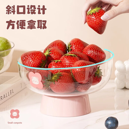 CAIZHI (CAIZHI) Obstschale Abflusskorb Mini Fruchtkorb Haushaltsbonbonschale Snack Teller Hochfuß Fruchtschale kleine frische rosa cz6231