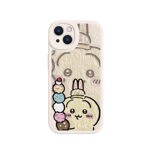 XMSJ Jiyikawa iPhone16Promax Paar Mobile Hülle USAqi Apple 13 Cartoon süßes Silikon 15p Sand Pink Jiyi-MH4882 Apple 12