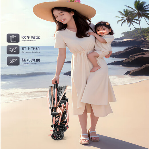 JOT TMM baby stroller can sit and lie down, lightweight folding newborn child two-way high view stroller, card color cup holder + storage basket + mosquito net + cotton pad