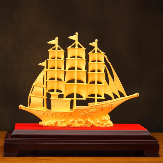 Jishanyuan es una vela suave, adornos de botes de oro de terciopelo, artesanías, artesanías, decoración de gabinete de entrada de la sala de estar, regalos de apertura y en movimiento H1098 es una vela suave