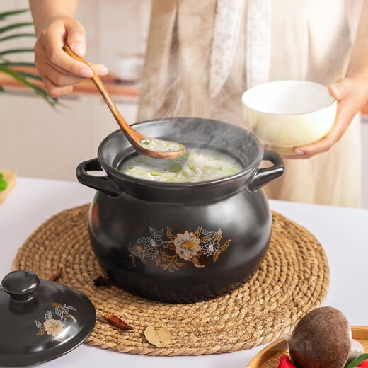German quality casserole, gas stove, casserole, stew pot, household gas pot, soup pot, ceramic pot, small clay pot, two-color flower, 3-5 people burned, new 3892ml