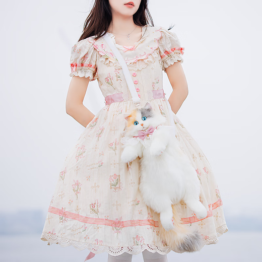 Chongker宠客三花猫包仿真毛绒玩偶治愈生日礼物女生 淡三花背包+珍珠围脖