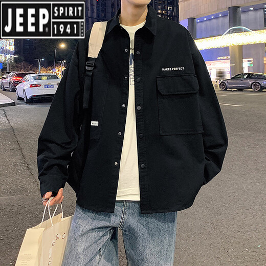 
JEEP SPIRIT workwear long-sleeved shirt men's spring and autumn Hong Kong style thin jacket trendy brand youth junior and senior high school students loose shirt 6198 green (original high quality) 3XL (suitable for weight 170 Jin [Jin equals 0.5 kg]-200 Jin [Jin equals 0.5 kg] wear)