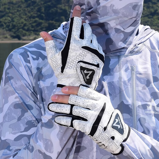 Amadeus Degora Fishing Gloves Summer Thin Quick-Drying Lure Special for Men and Women Exposed Three Finger Breathable Anti-Spur Sea Fishing Fly Knock Shining Yellow XL