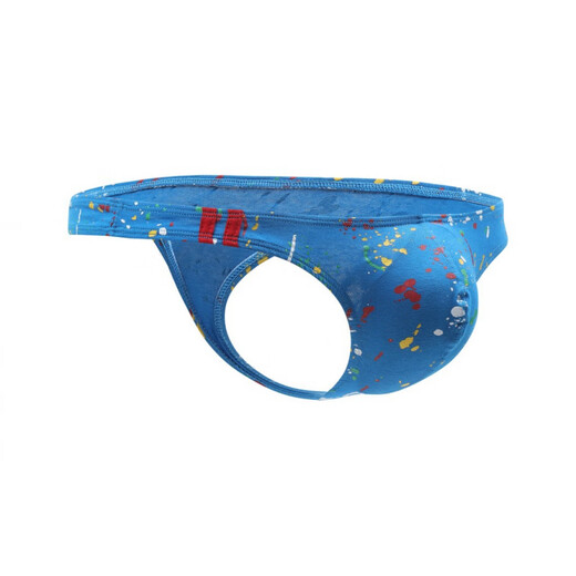 Oloey Sexy Men's Sous -wear imprimé de peinture de coton imprimé string respirant et dominant. Deep Prince Blue L Taille européenne