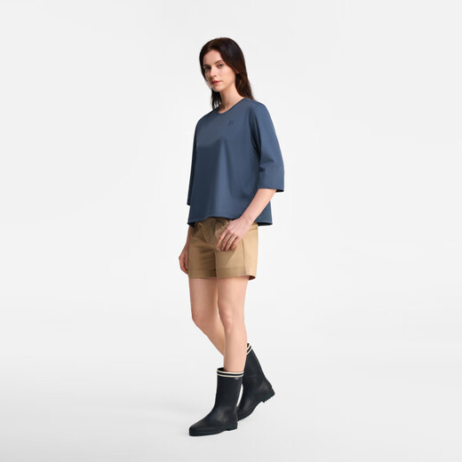 AIGLE [новый продукт весной и летом] Aigao 7-четверть футболка в рукаве чисто хлопковая антибактериальная повседневная простой штука для футболки с 7 кварталом для женщин для женщин Swamp Blue Bi983 40 (170/92A)