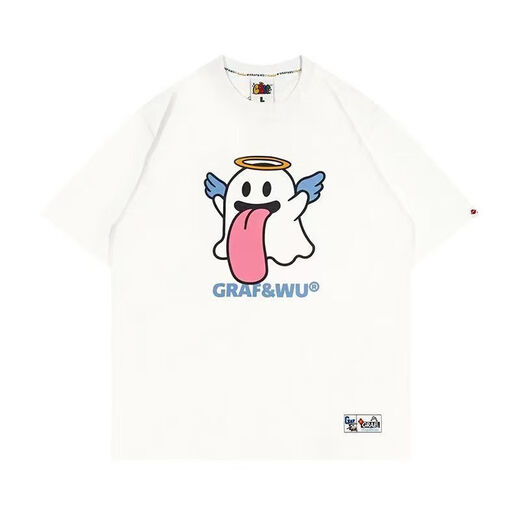 Fadenjue GRAF original brand BooGhost Cute Ghost 2.0 Earth Apple Orange Various Street Loose T-shirt Short Sleeve Blue Angel 832# S